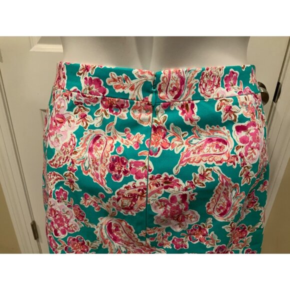 J. Crew Teal Green & Pink Floral Patterned Pencil Skirt Size 14 NWT! - Picture 5 of 7